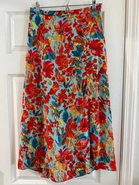 Philosophy Floral A-Line Skirt in Turquoise and Red